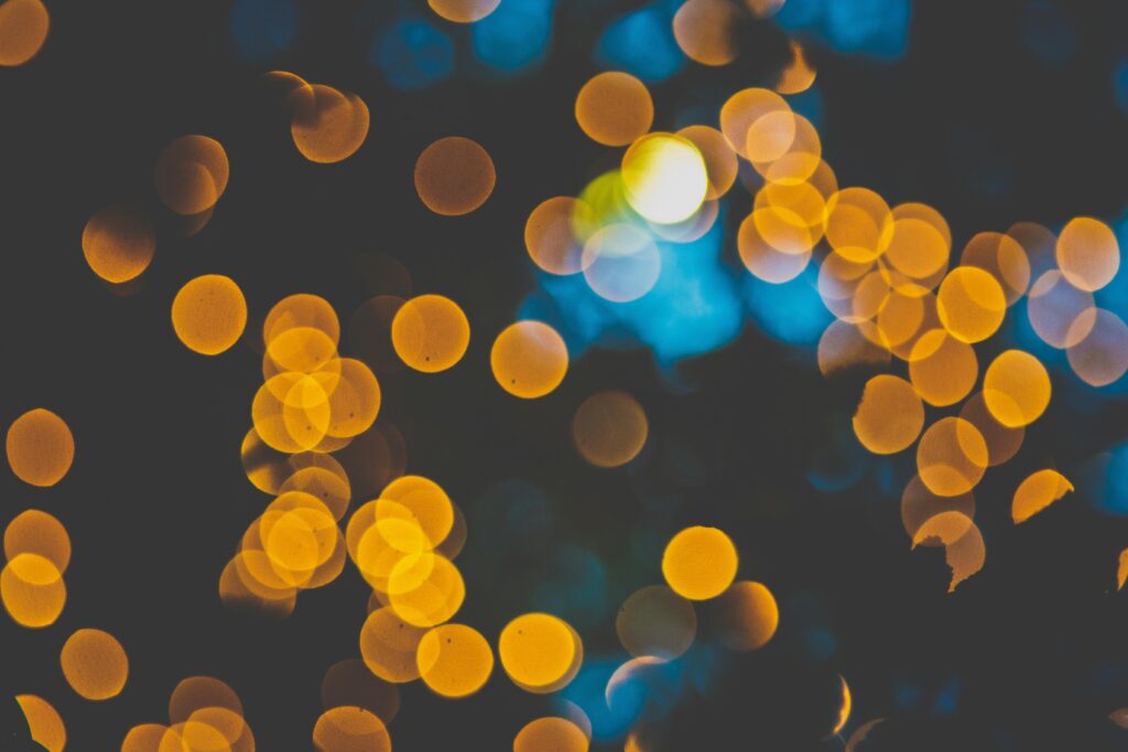 Out of focus yellow and blue bokeh